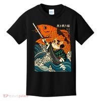 Samurai Cat And Koi Fish Anime Kids T-Shirt thumb 0