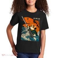 Samurai Cat And Koi Fish Anime Kids T-Shirt thumb 2