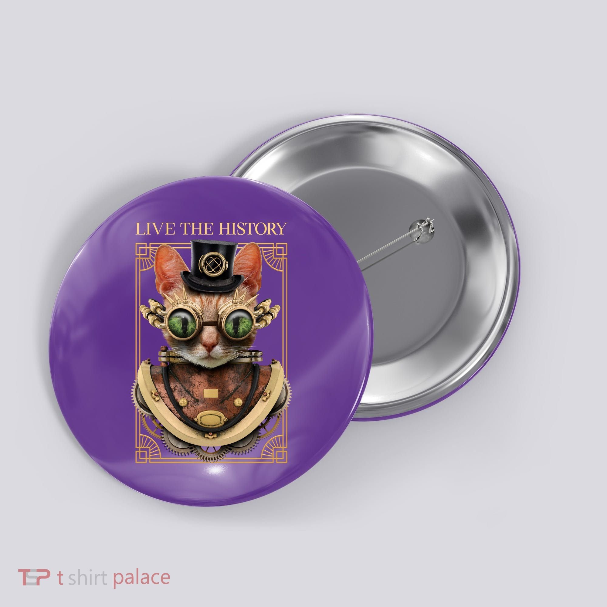 Steampunk Cat Animal Bizarre Button