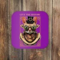 Steampunk Cat Animal Bizarre Coaster thumb 0