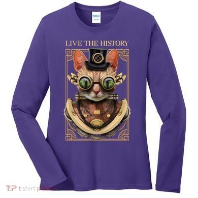 Steampunk Cat Animal Bizarre Women's Long Sleeve Shirt