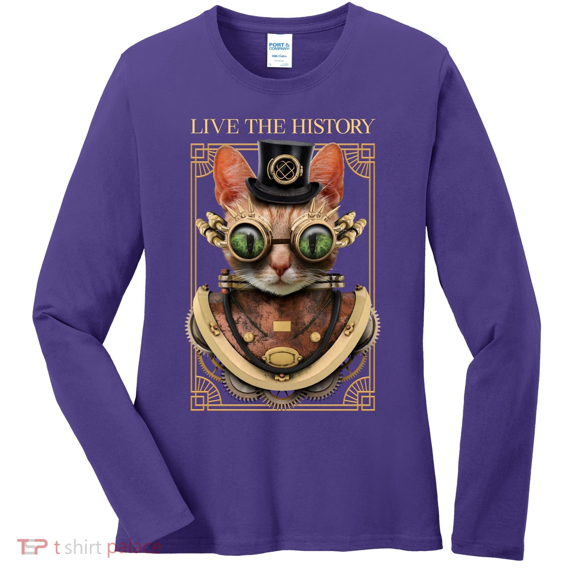 Steampunk Cat Animal Bizarre Women's Long Sleeve Shirt