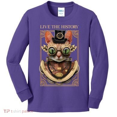 Steampunk Cat Animal Bizarre Kids Long Sleeve Shirt