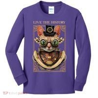 Steampunk Cat Animal Bizarre Kids Long Sleeve Shirt thumb 0