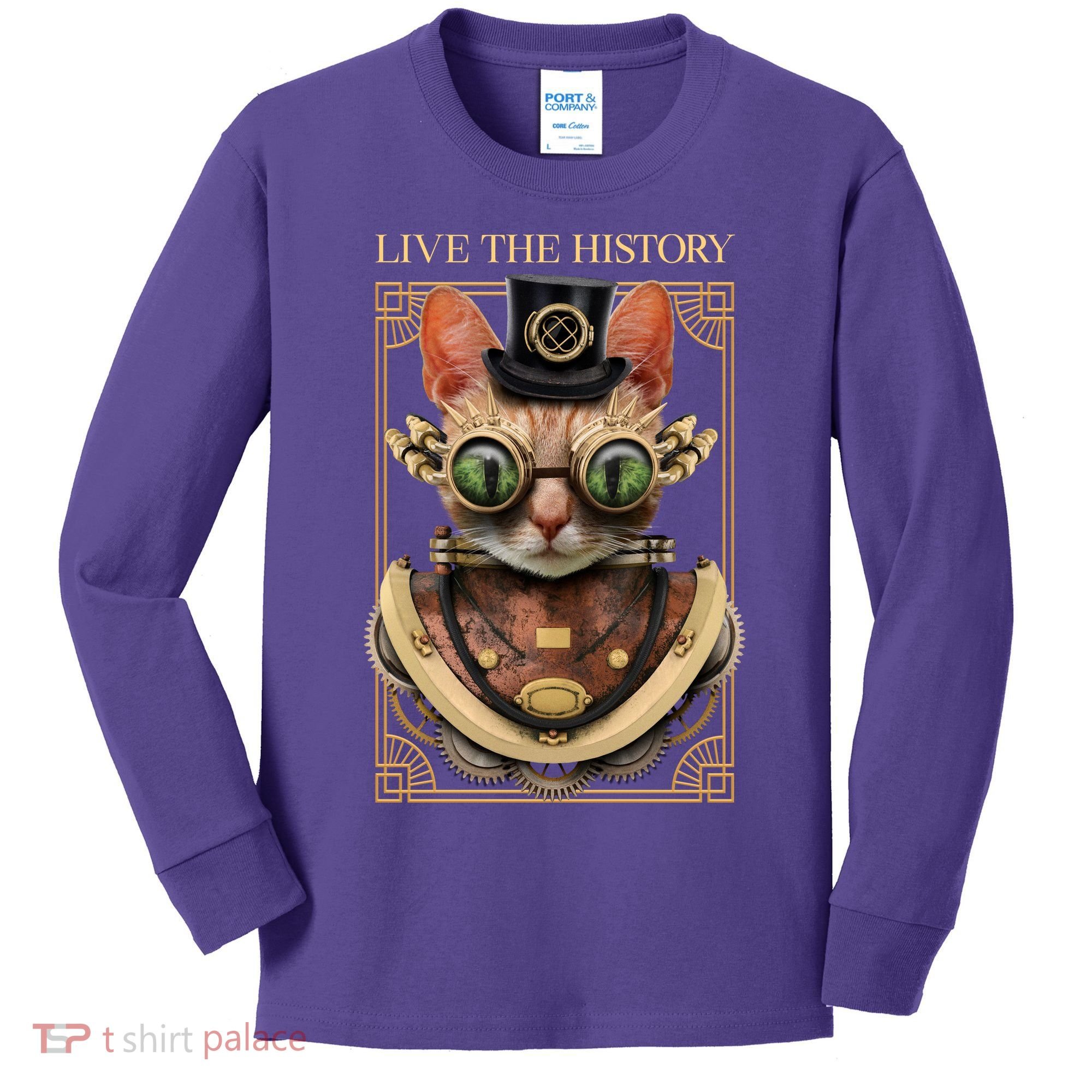 Steampunk Cat Animal Bizarre Kids Long Sleeve Shirt