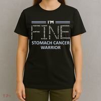 Stomach Cancer Awareness I´M Fine Periwinkle Ribbon Fighter T-Shirt thumb 4