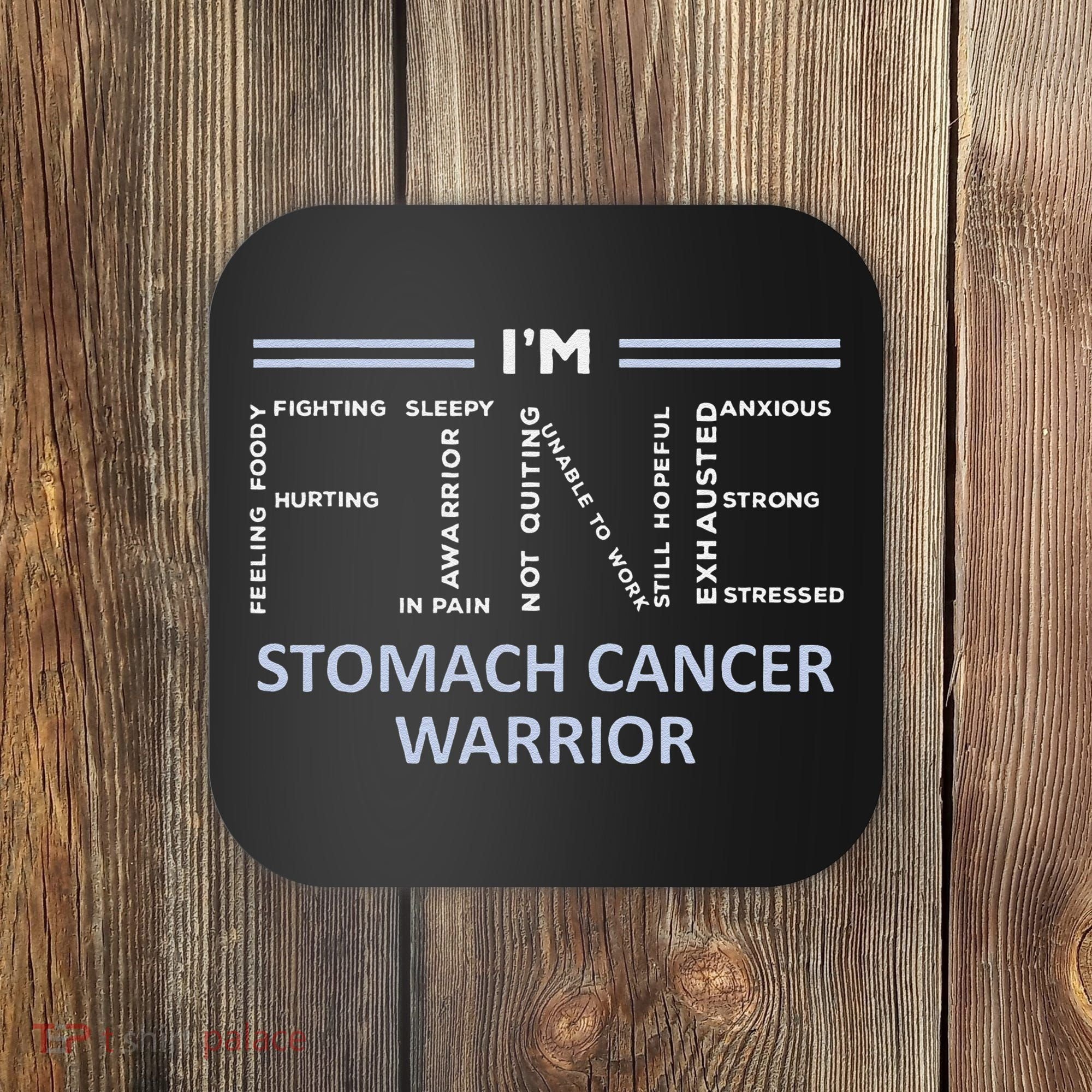 Stomach Cancer Awareness I´M Fine Periwinkle Ribbon Fighter Coaster