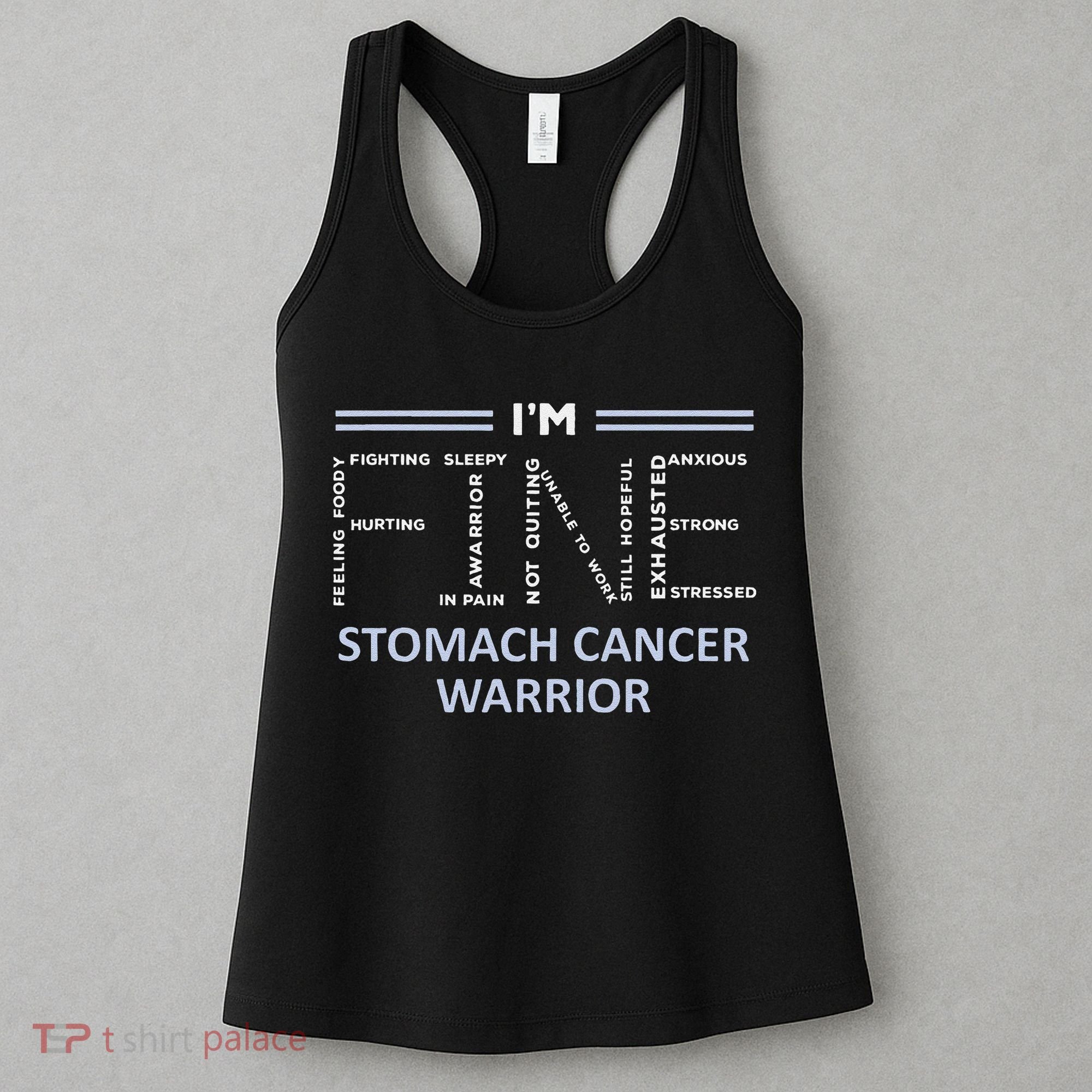 Stomach Cancer Awareness I´M Fine Periwinkle Ribbon Fighter Women's Tank Top