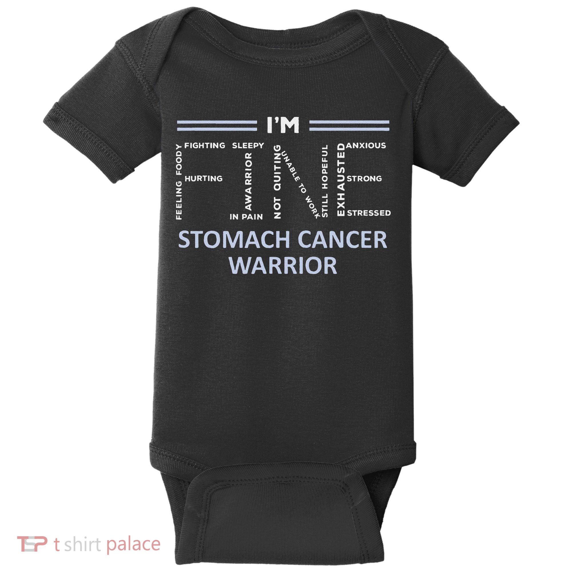 Stomach Cancer Awareness I´M Fine Periwinkle Ribbon Fighter Baby Bodysuit