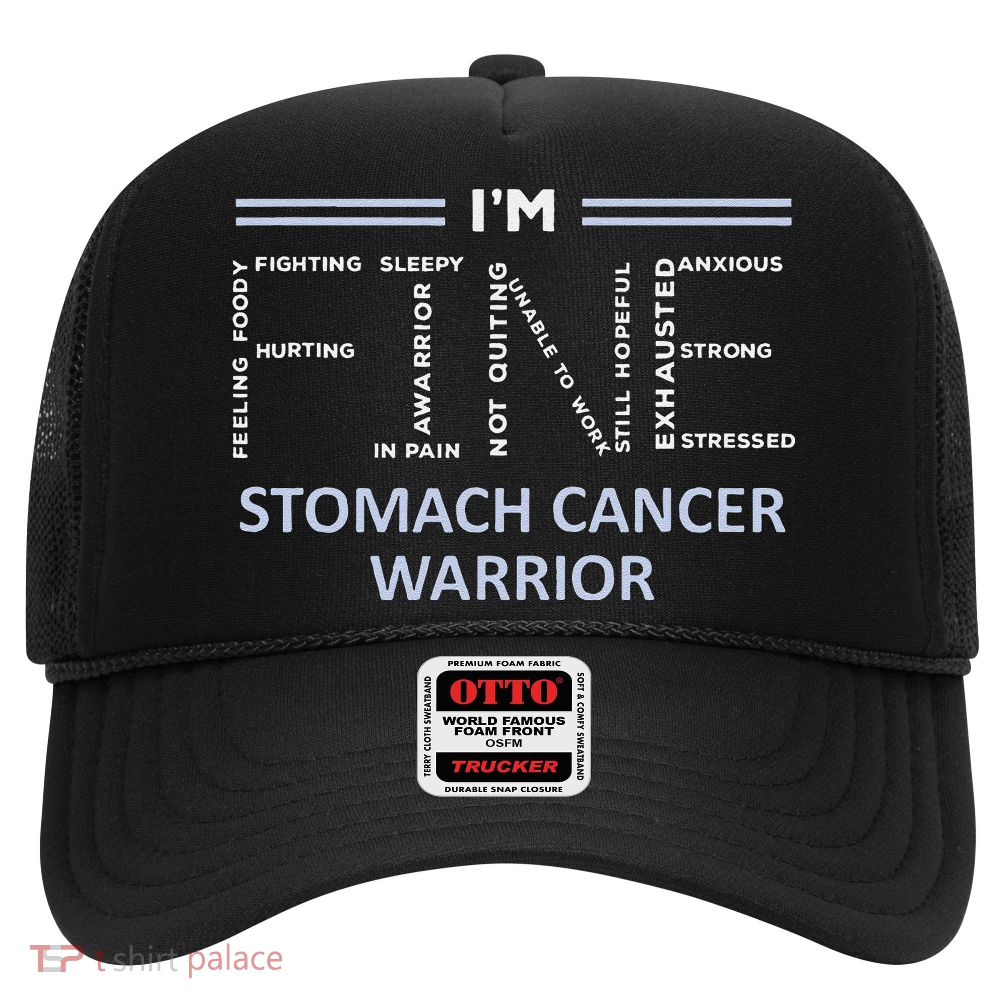 Stomach Cancer Awareness I´M Fine Periwinkle Ribbon Fighter Hat