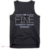 Stomach Cancer Awareness I´M Fine Periwinkle Ribbon Fighter Tank Top thumb 0