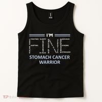Stomach Cancer Awareness I´M Fine Periwinkle Ribbon Fighter Tank Top thumb 2