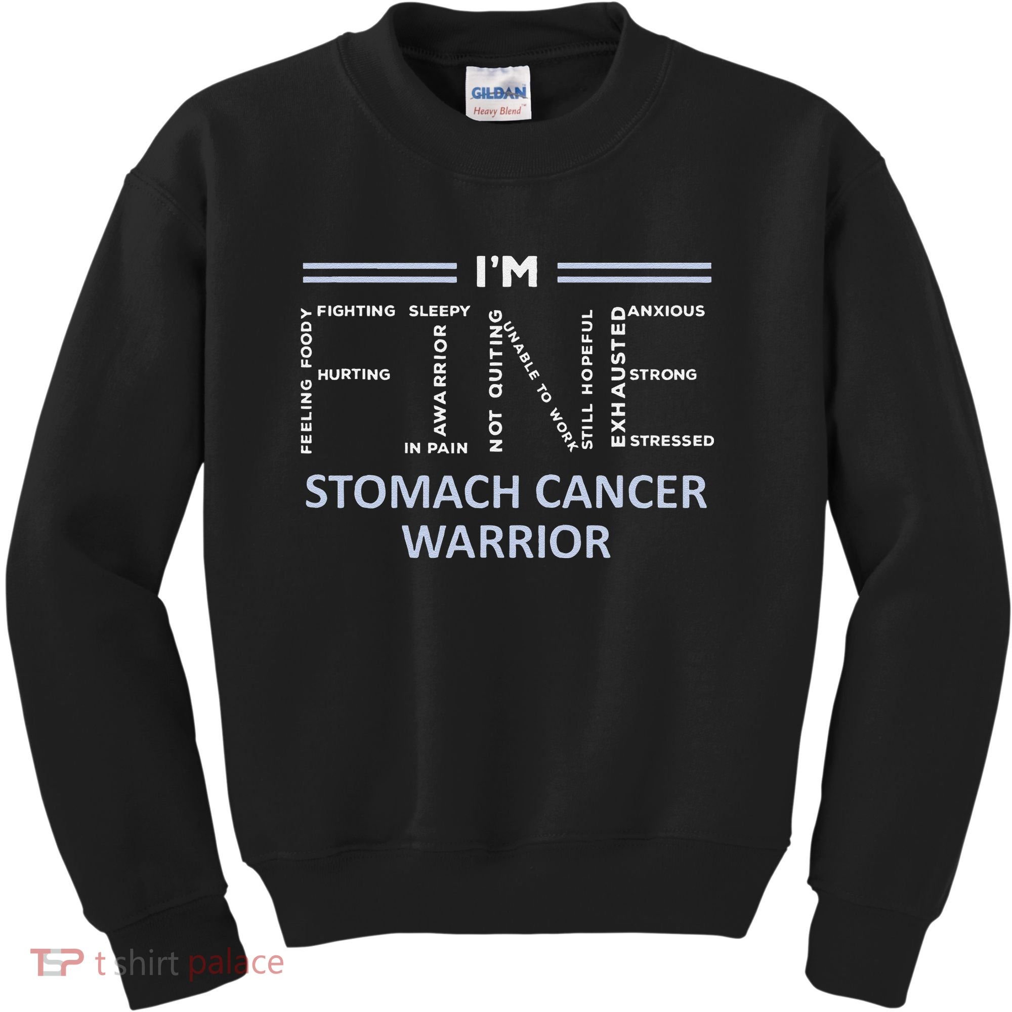 Stomach Cancer Awareness I´M Fine Periwinkle Ribbon Fighter Kids Sweatshirt