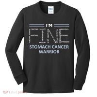 Stomach Cancer Awareness I´M Fine Periwinkle Ribbon Fighter Kids Long Sleeve Shirt thumb 0