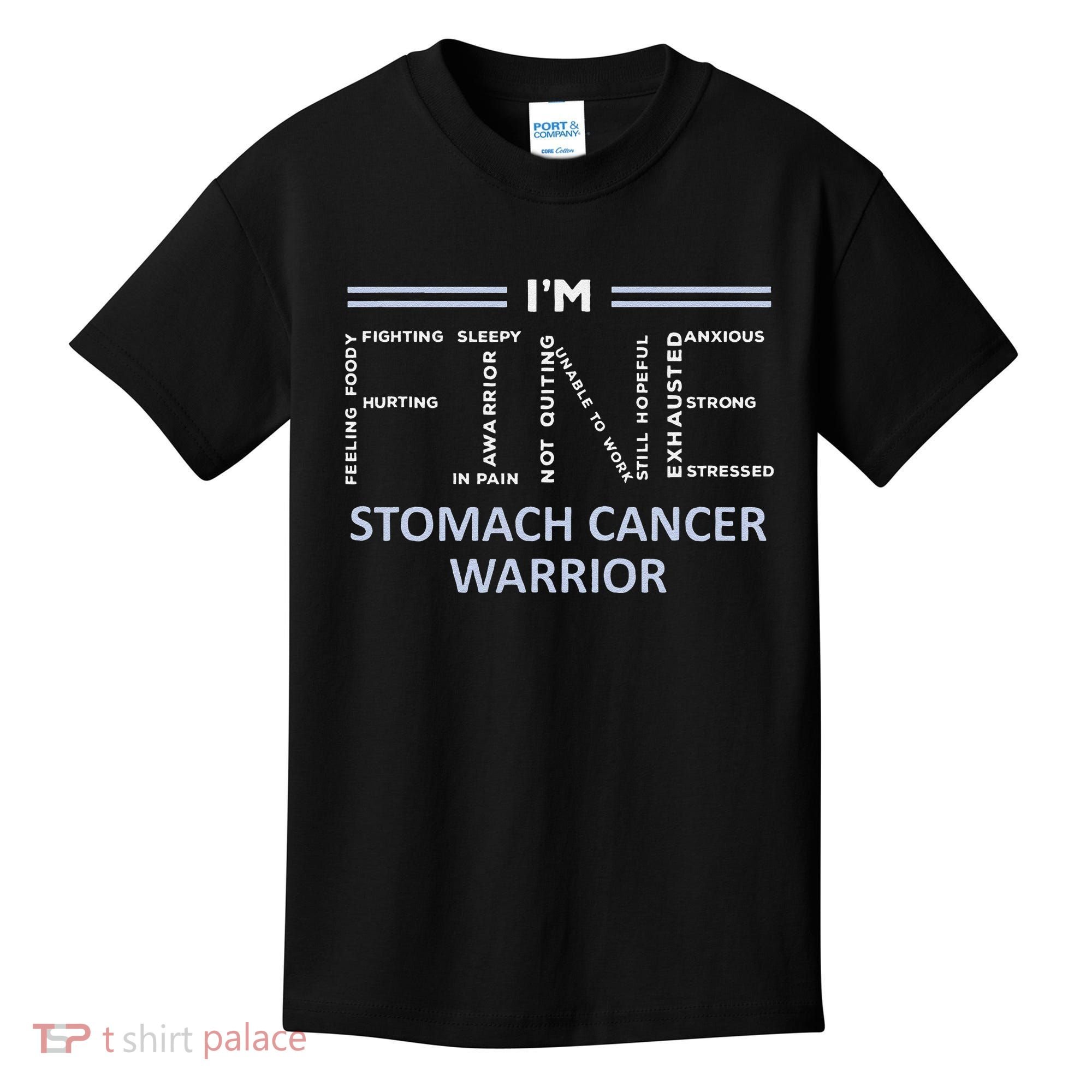 Stomach Cancer Awareness I´M Fine Periwinkle Ribbon Fighter Kids T-Shirt