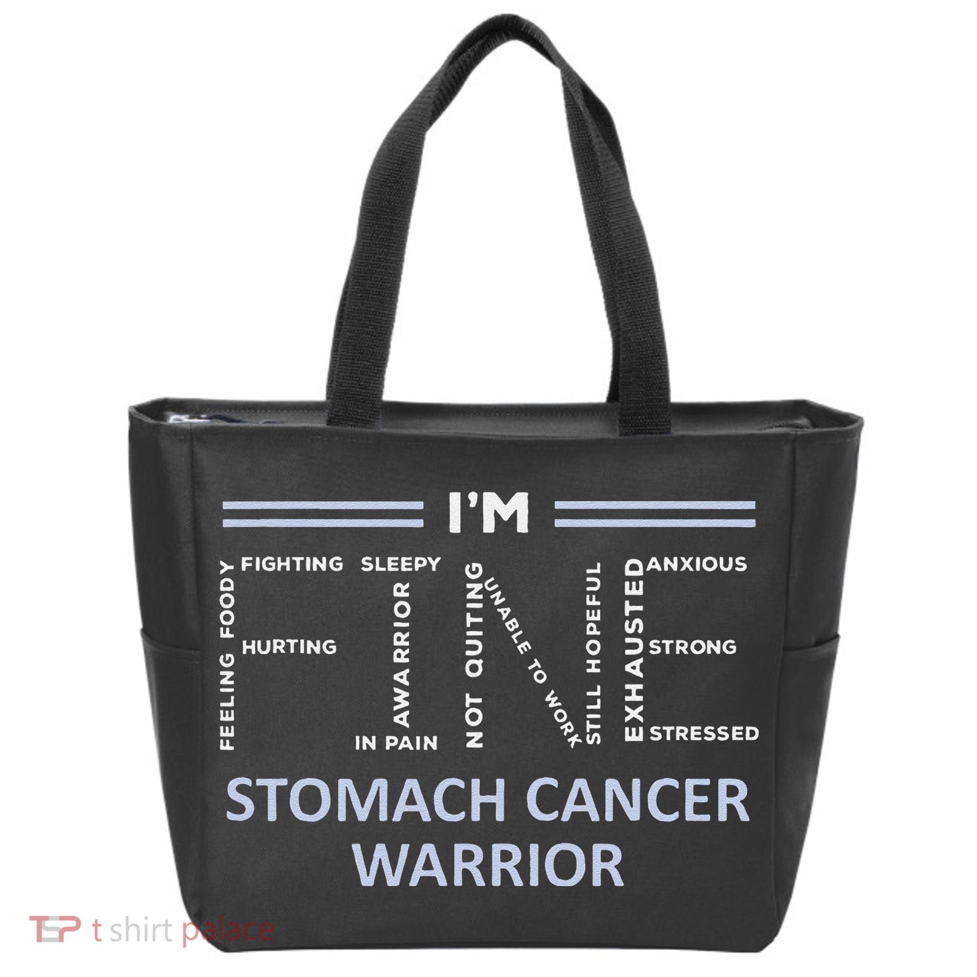 Stomach Cancer Awareness I´M Fine Periwinkle Ribbon Fighter Tote Bag