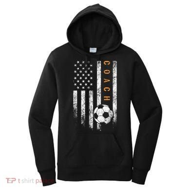 Soccer Coach American Flag Design Soccer Trainer Coaching Women's Hoodie