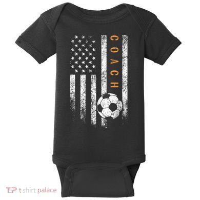 Soccer Coach American Flag Design Soccer Trainer Coaching Baby Bodysuit