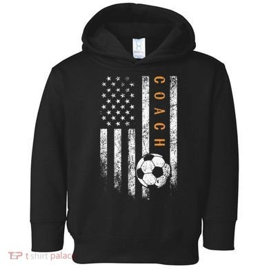 Soccer Coach American Flag Design Soccer Trainer Coaching Toddler Hoodie