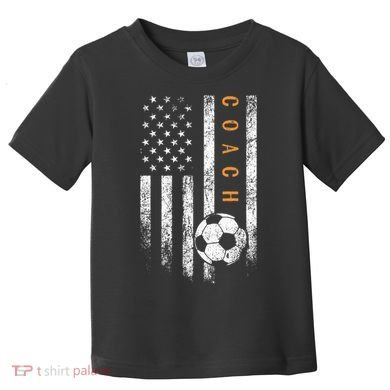 Soccer Coach American Flag Design Soccer Trainer Coaching Toddler T-Shirt