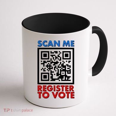 Scan Me QR Code Register To Vote Coffee Mug back