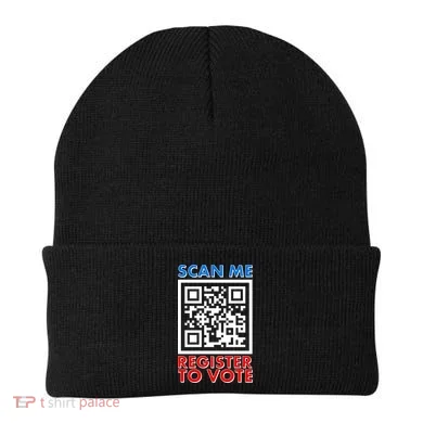 Scan Me QR Code Register To Vote Beanie
