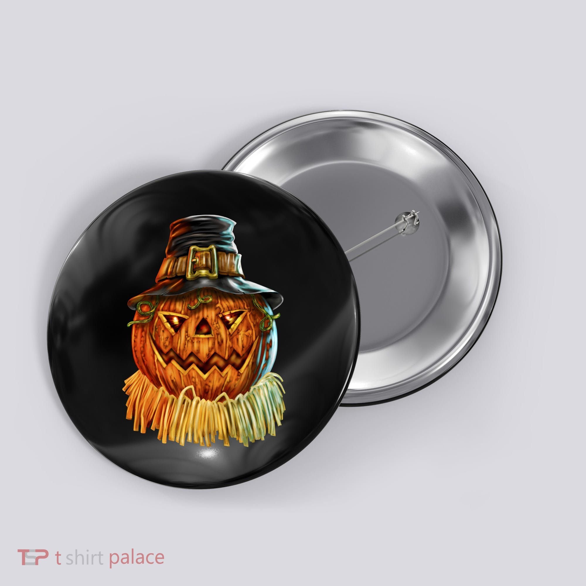Scarecrow Pumpkin Halloween Button