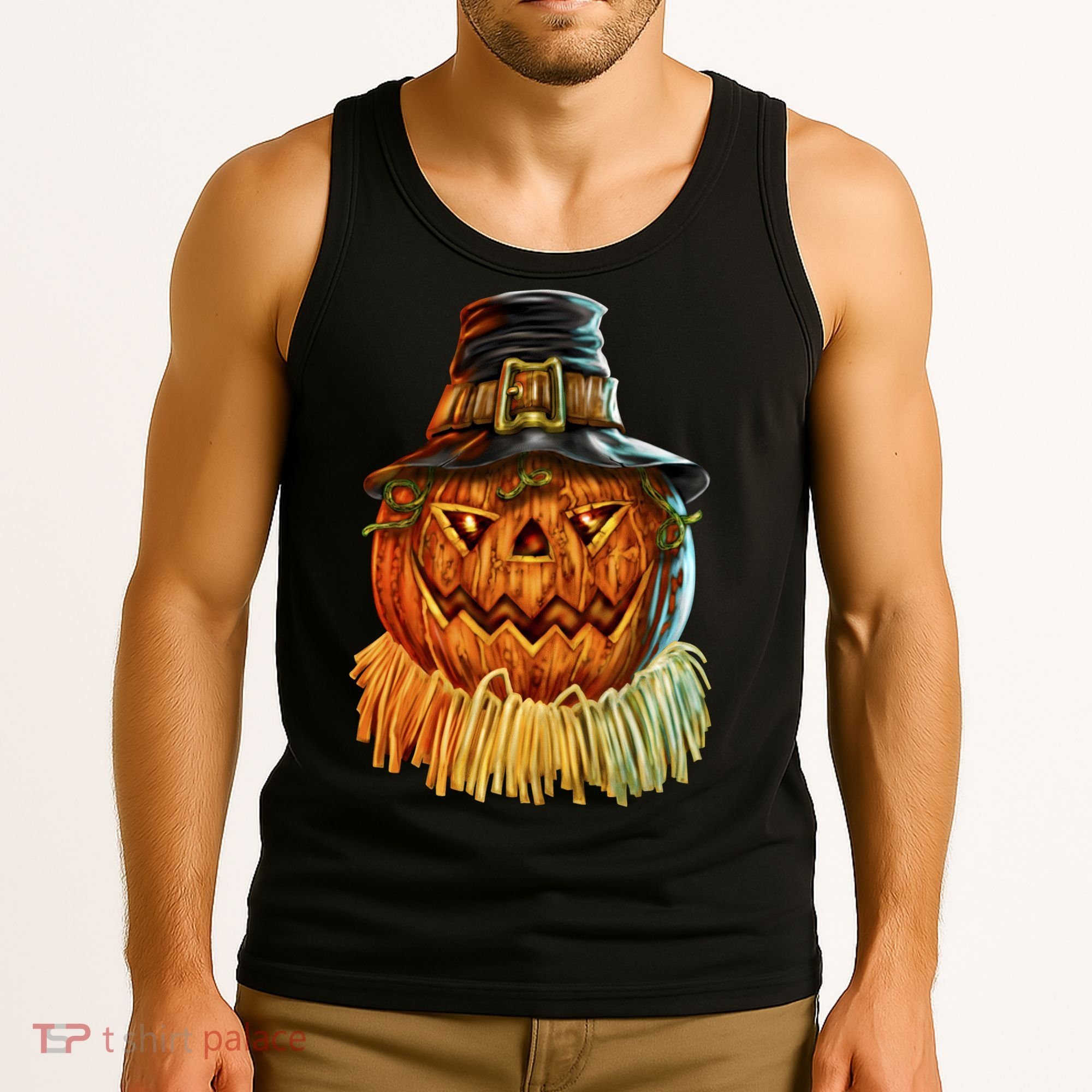 Scarecrow Pumpkin Halloween Tank Top