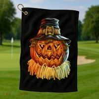 Scarecrow Pumpkin Halloween Golf Towel thumb 1