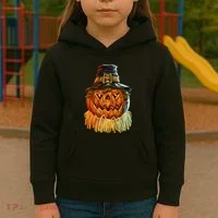 Scarecrow Pumpkin Halloween Kids Hoodie thumb 3