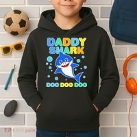 Scary Daddy Shark Doo Doo Doo Halloween Kids Hoodie thumb 2