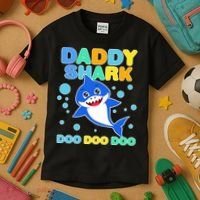 Scary Daddy Shark Doo Doo Doo Halloween Kids T-Shirt thumb 3