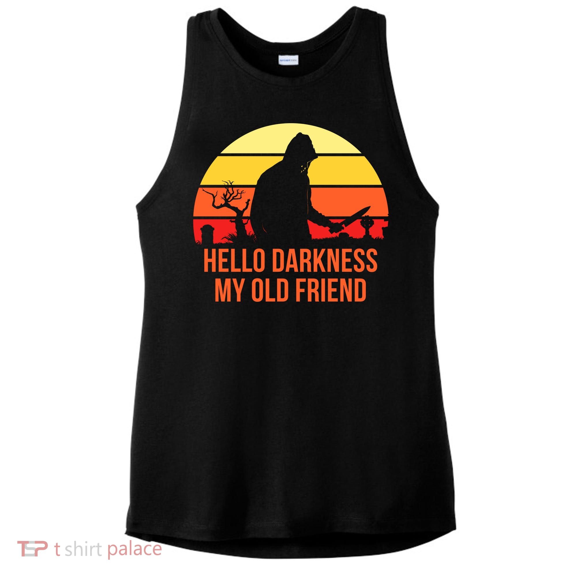 Scary Hello Darkness My Old Friend Ladies PosiCharge Tri-Blend Wicking Tank