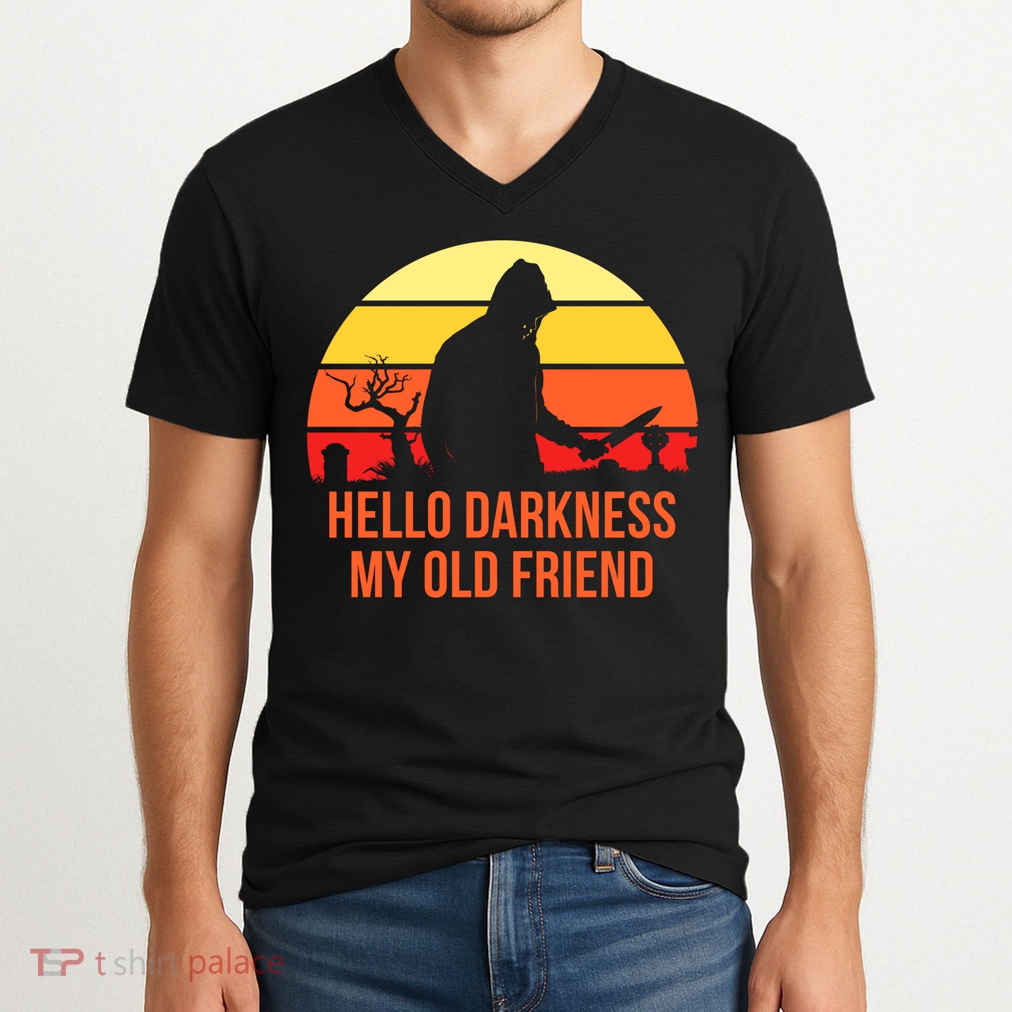 Scary Hello Darkness My Old Friend V-Neck T-Shirt