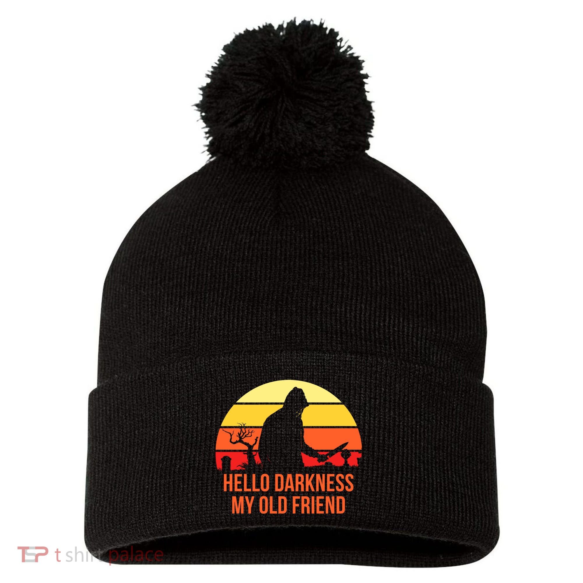 Scary Hello Darkness My Old Friend Pom Pom 12in Knit Beanie