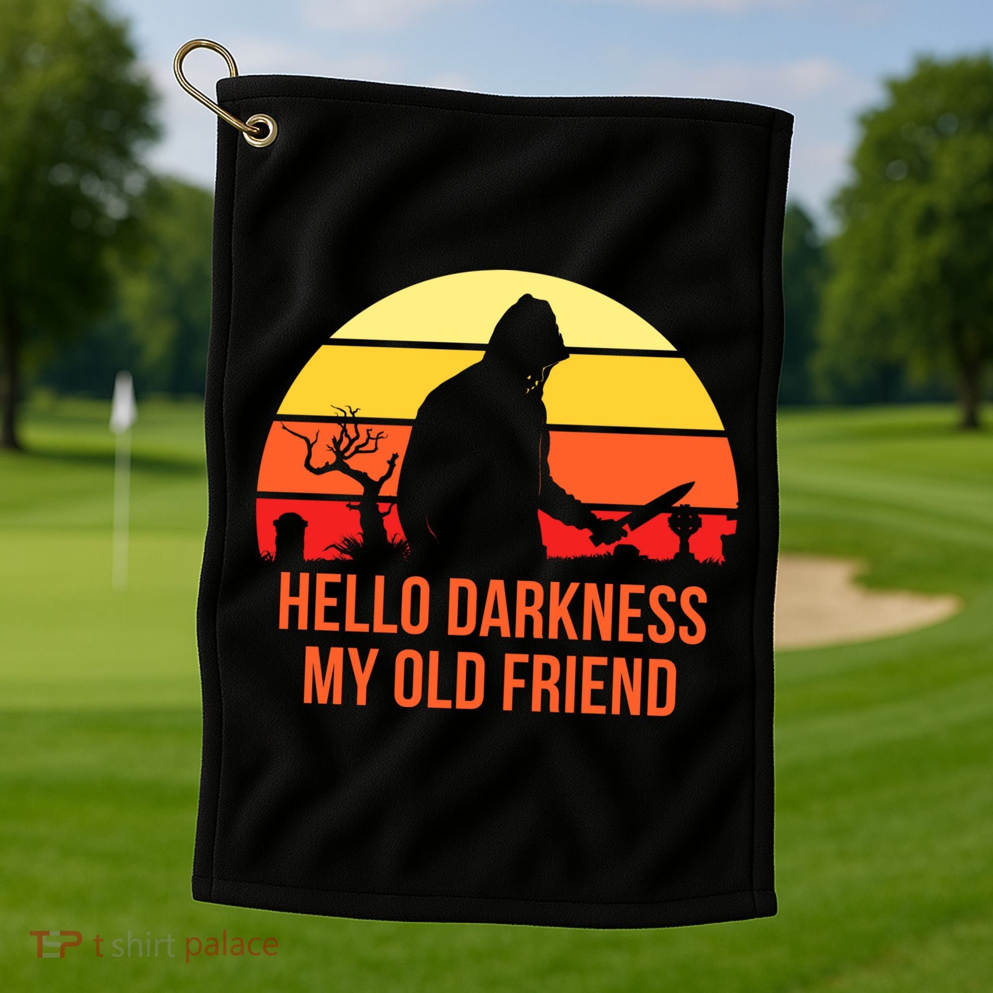 Scary Hello Darkness My Old Friend Golf Towel