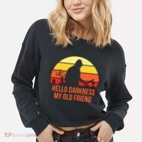 Scary Hello Darkness My Old Friend Cropped Pullover Crew thumb 2