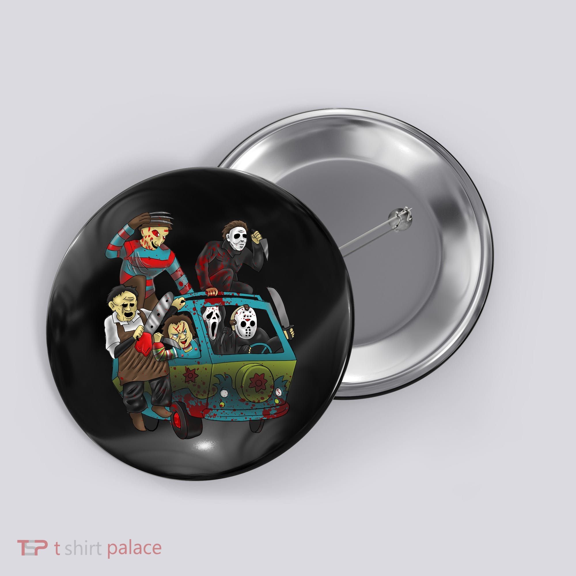 Scary Holocaust Machine Van Movie Characters Button