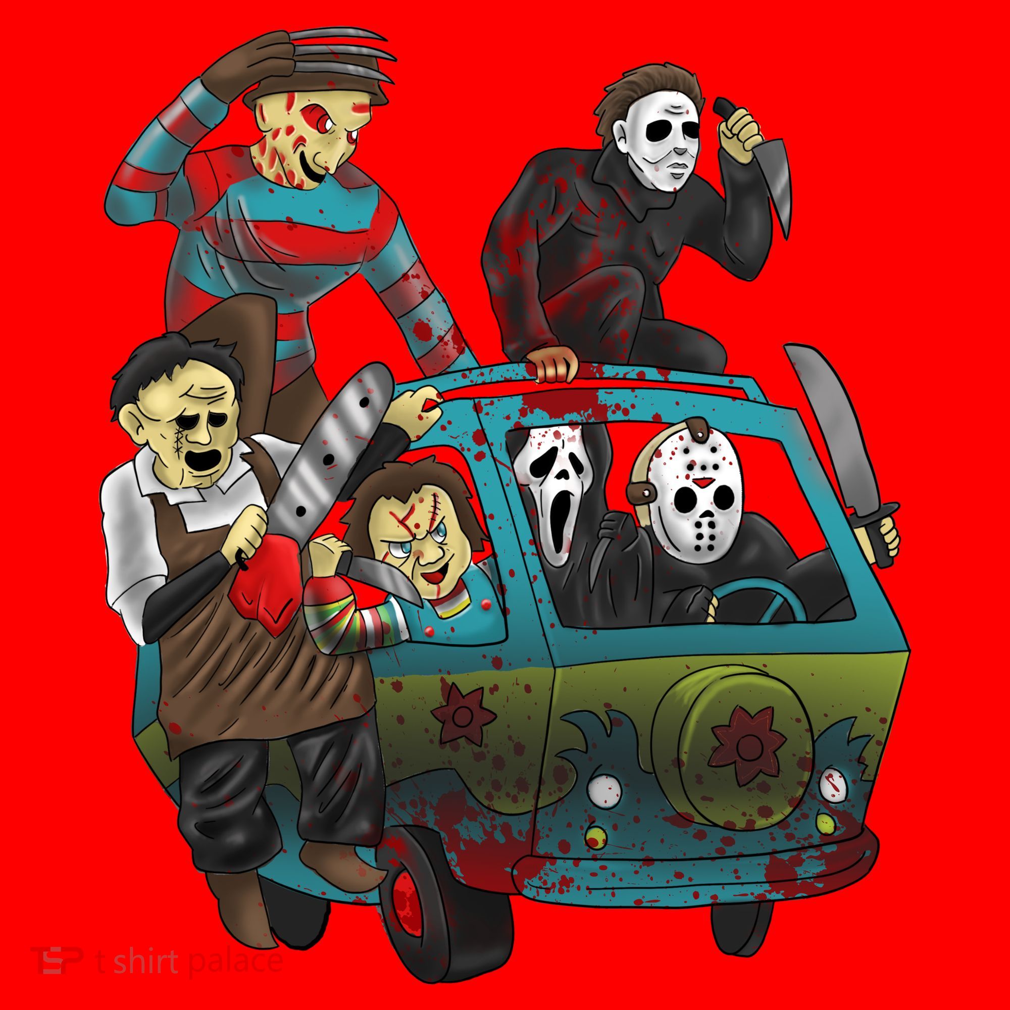 Scary Holocaust Machine Van Movie Characters Santa Hat