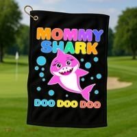 Scary Mommy Shark Doo Doo Doo Halloween Golf Towel thumb 1