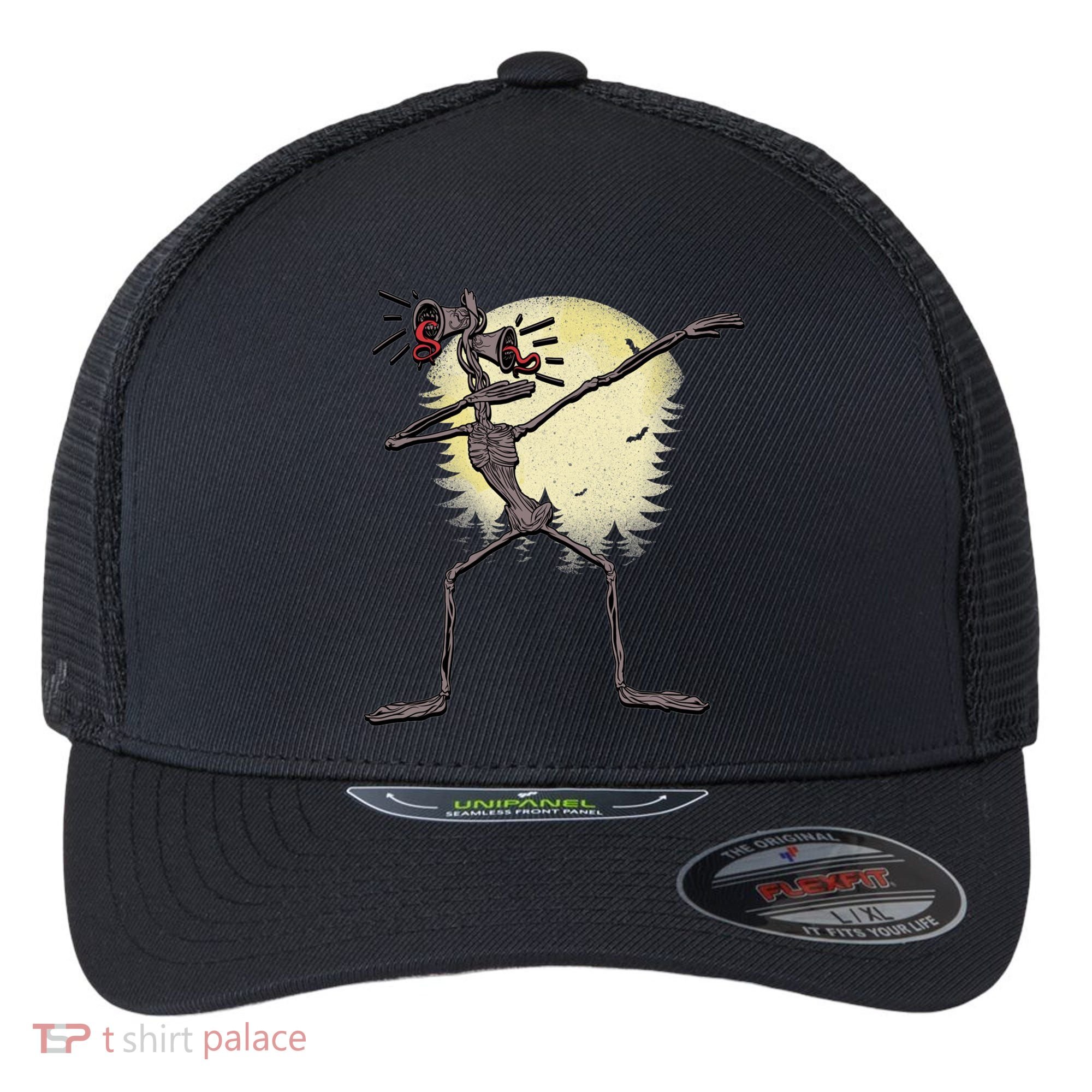 Scary Siren Head Monster Dabbing Flexfit Unipanel Trucker Cap