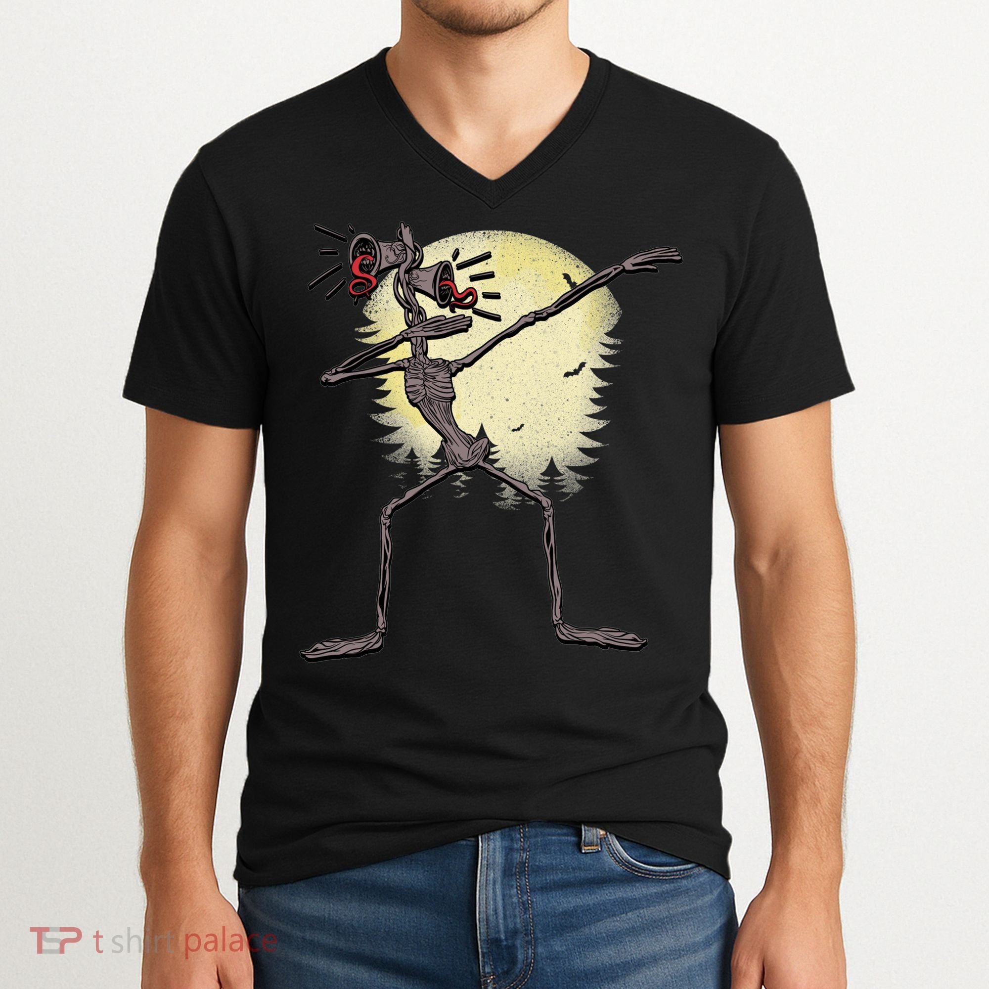 Scary Siren Head Monster Dabbing V-Neck T-Shirt