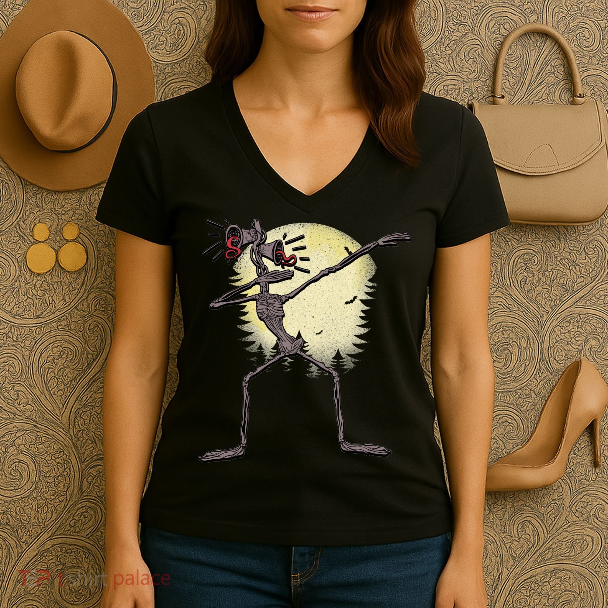 Scary Siren Head Monster Dabbing Women's V-Neck T-Shirt
