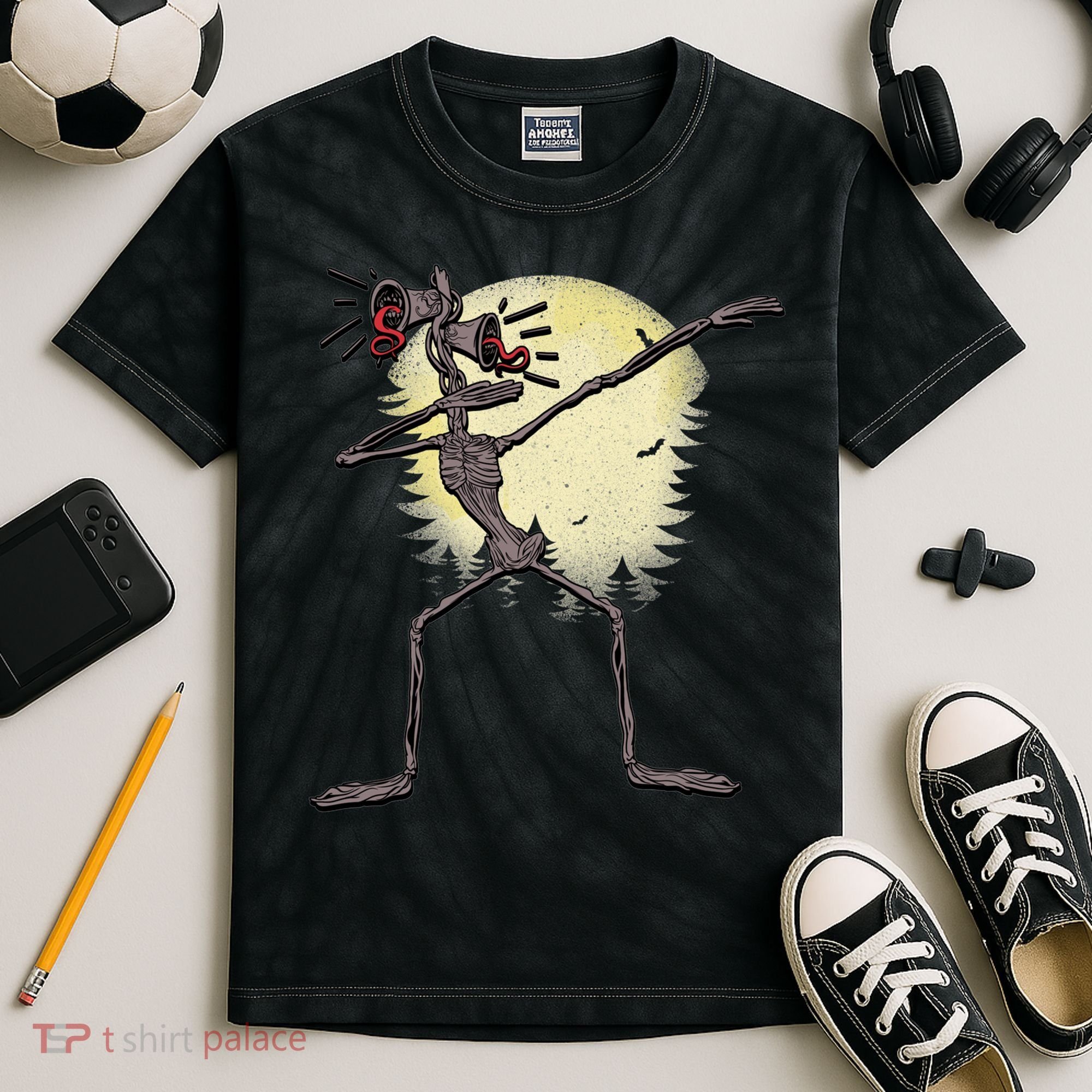 Scary Siren Head Monster Dabbing Kids Tie-Dye T-Shirt