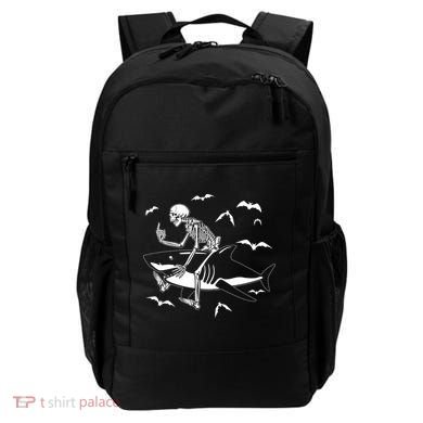 Scary Skeleton Riding Shark Backpack