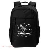 Scary Skeleton Riding Shark Backpack thumb 0