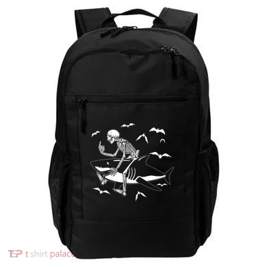 Scary Skeleton Riding Shark Backpack
