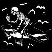 Scary Skeleton Riding Shark Backpack thumb 2