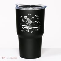 Scary Skeleton Riding Shark Tumbler thumb 0