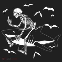 Scary Skeleton Riding Shark Tumbler thumb 3
